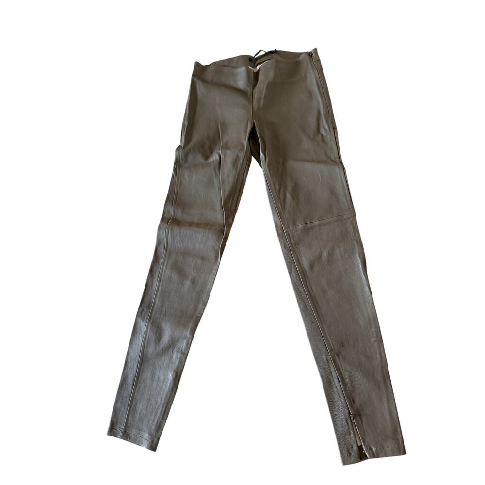 Victoria Beckham Green-Grey 100% Leather Legging Pants - 28